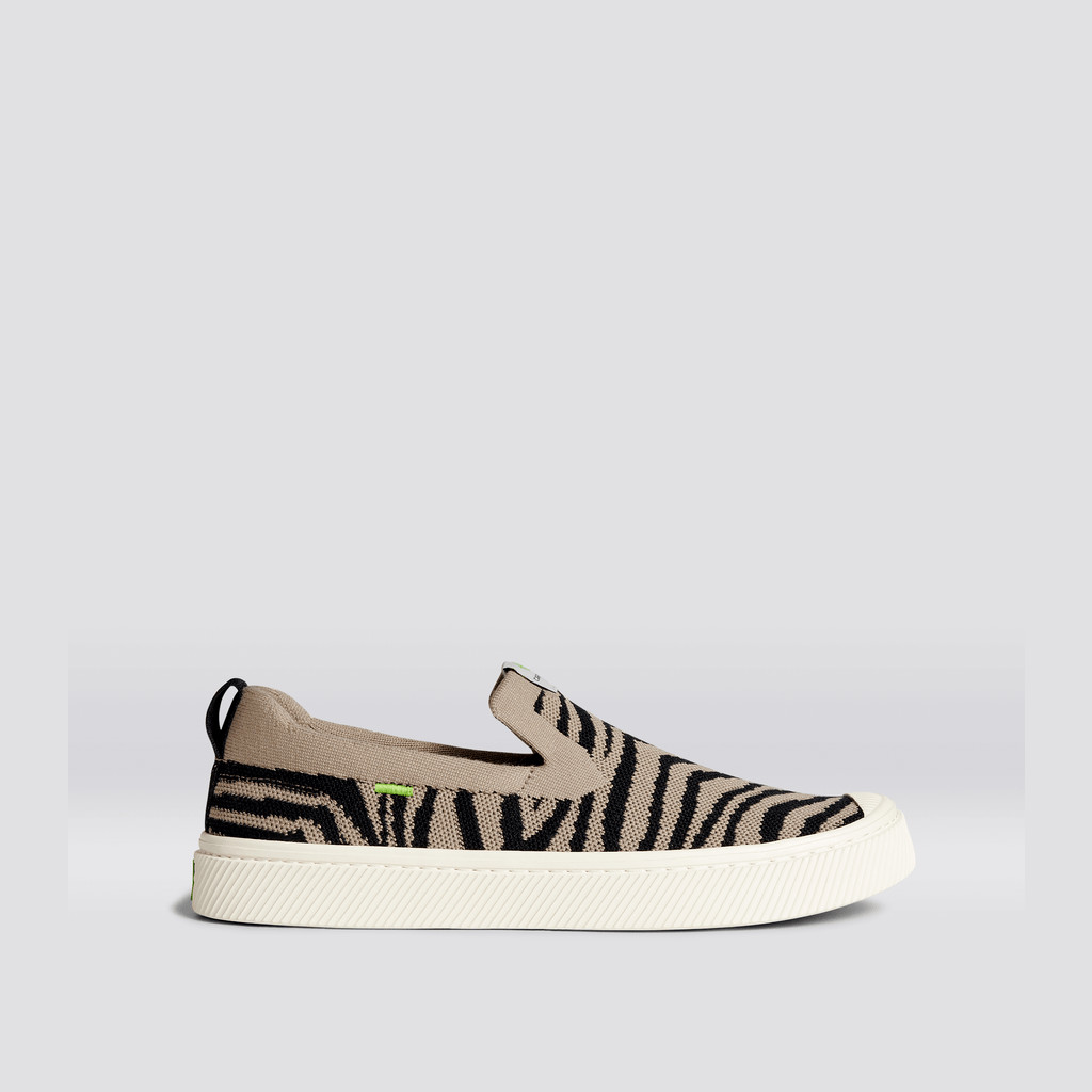 Cariuma Low Top Bamboo Weave Knit Vegan IBI Slip-On Damen Zebra Print | APK951740