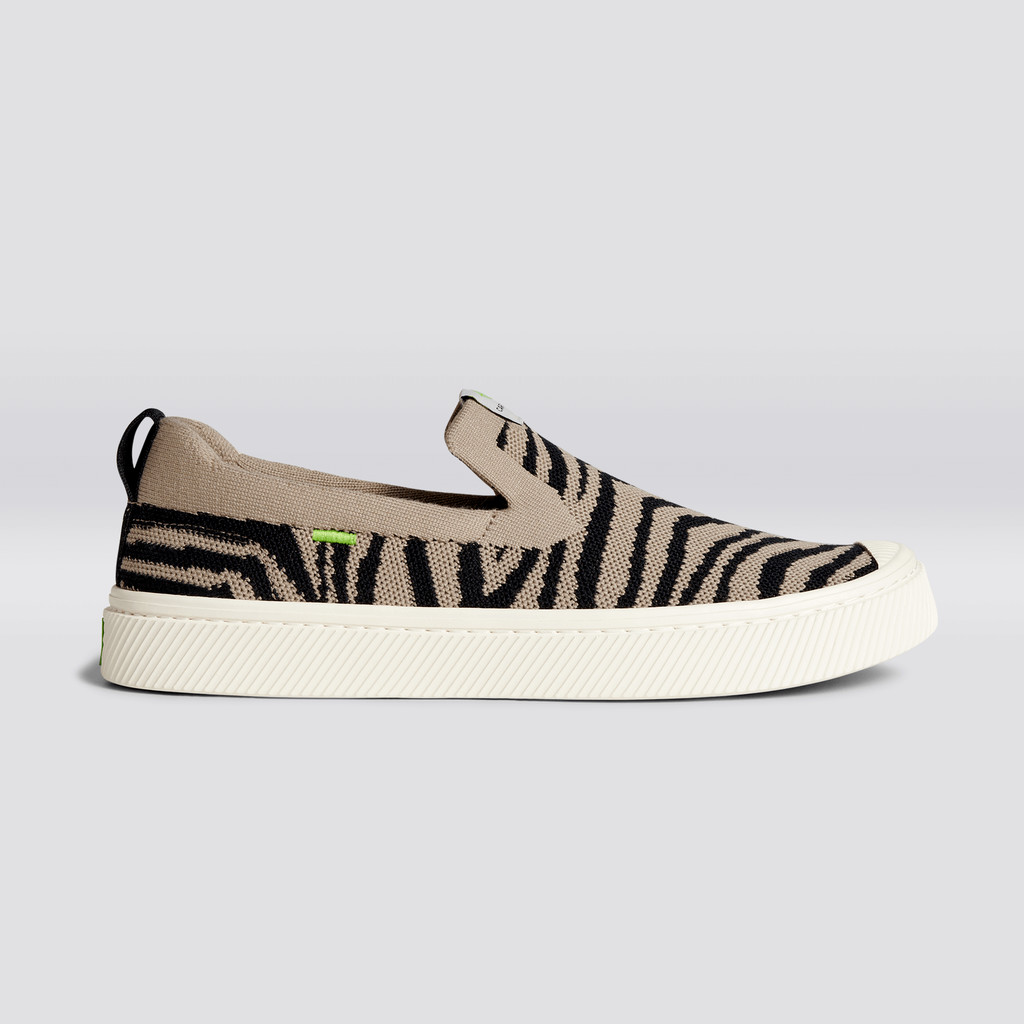 Cariuma Low Top Bamboo Weave Knit Vegan IBI Slip-On Damen Zebra Print | APK951740