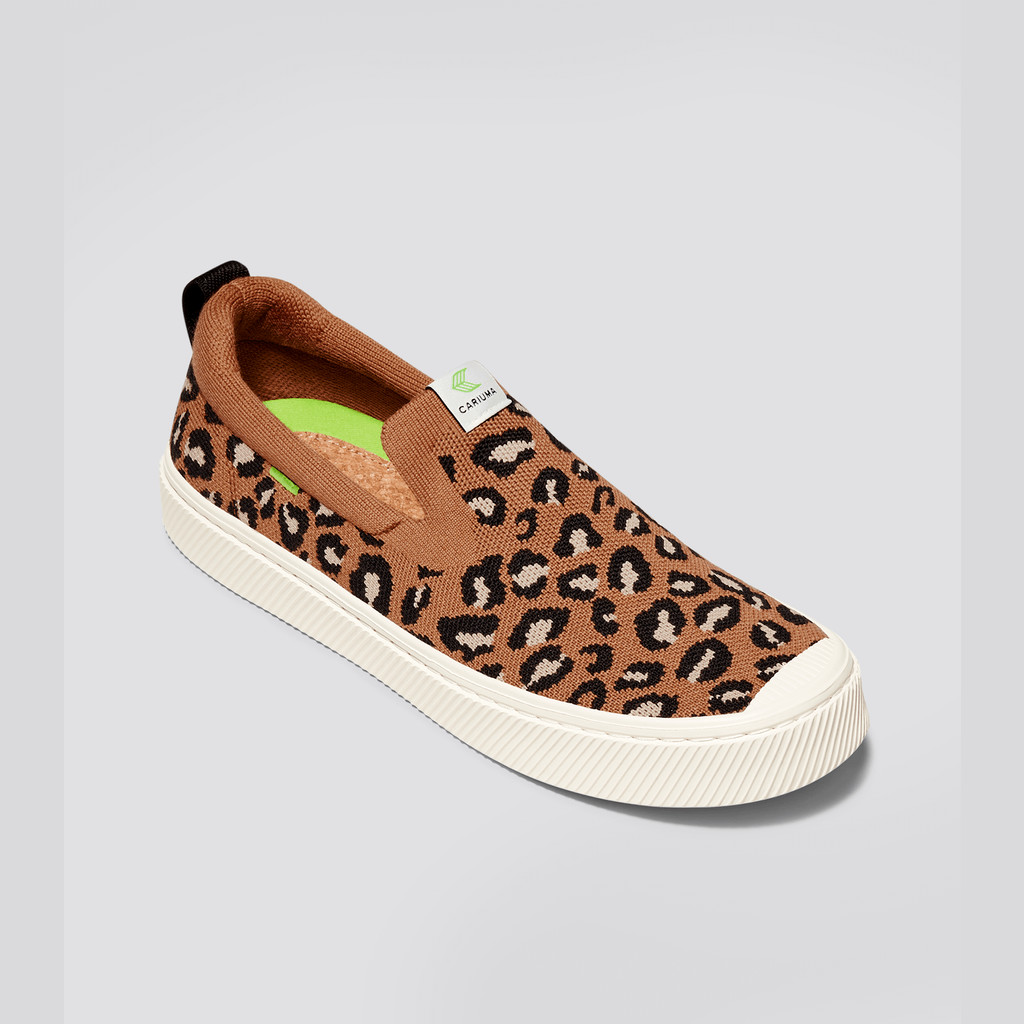 Cariuma Low Top Bamboo Weave Knit Vegan IBI Slip-On Damen Leopard | TDL693750